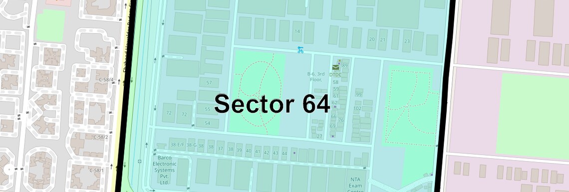 Location Map of Sector 64, Noida