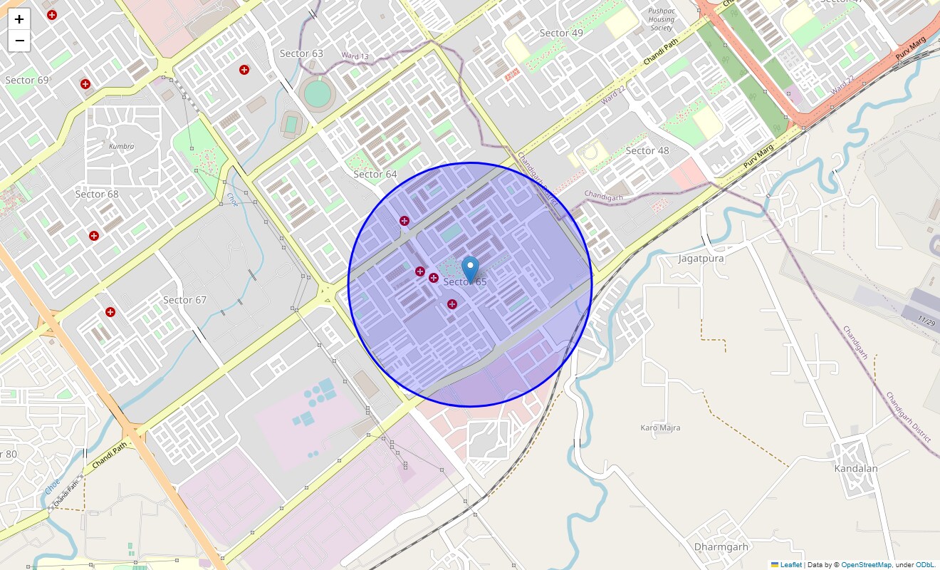 Location Map of Sector 65, Chandigarh