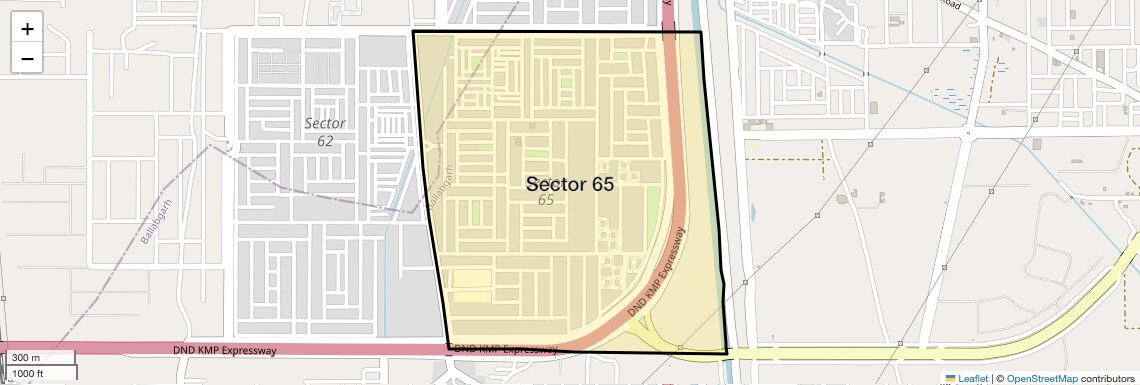Location Map of Sector 65, Faridabad