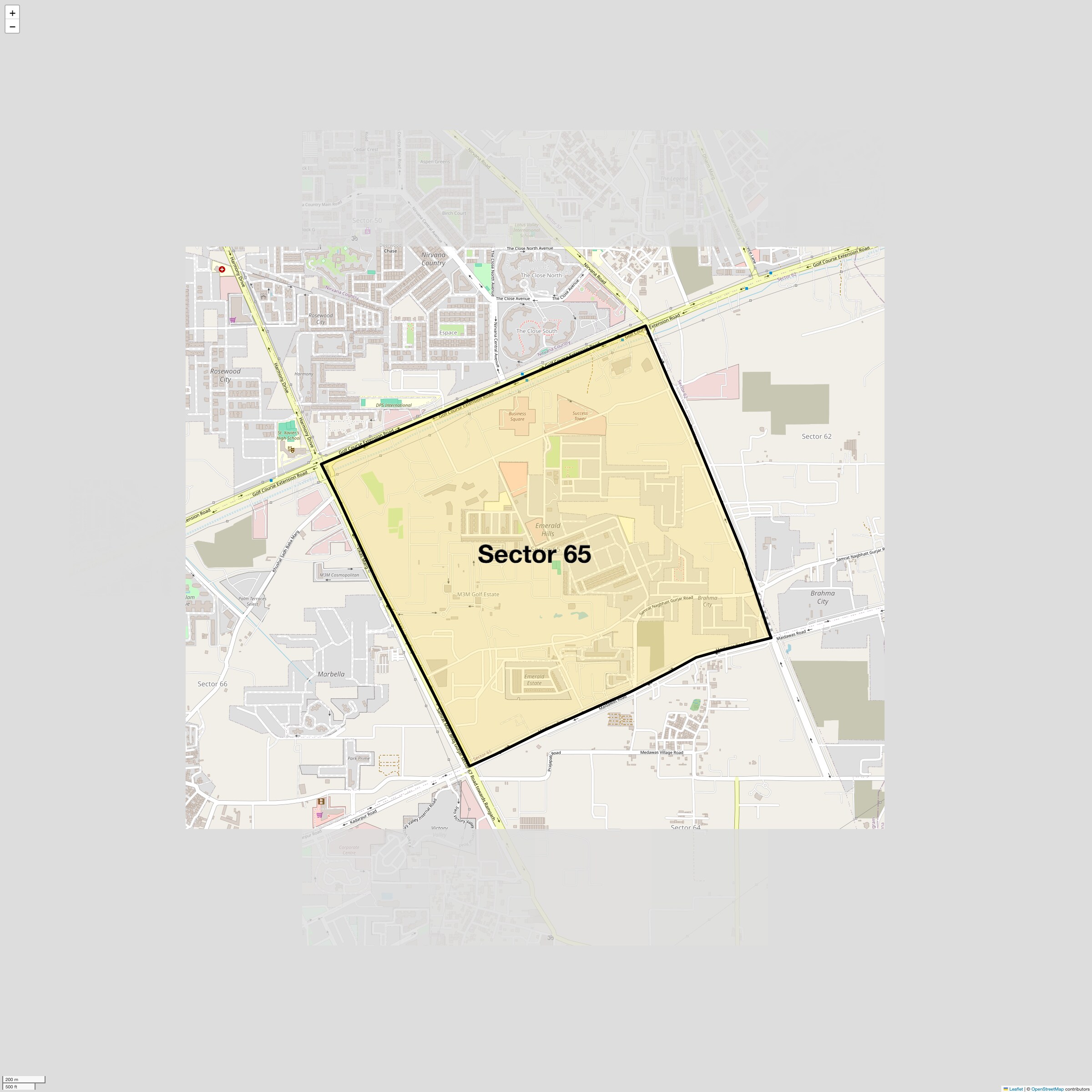 Location Map of Sector 65, Gurgaon
