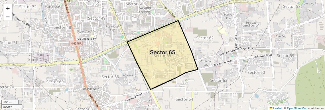 Location Map of Sector 65, Gurgaon