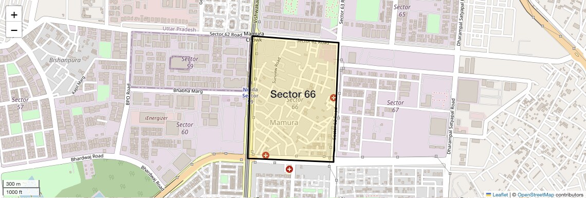 Location Map of Sector 66, Noida