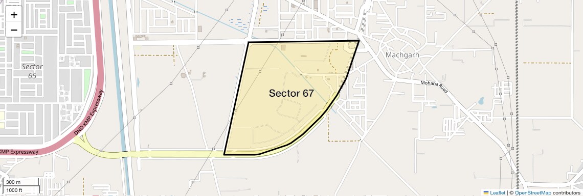 Location Map of Sector 67, Faridabad