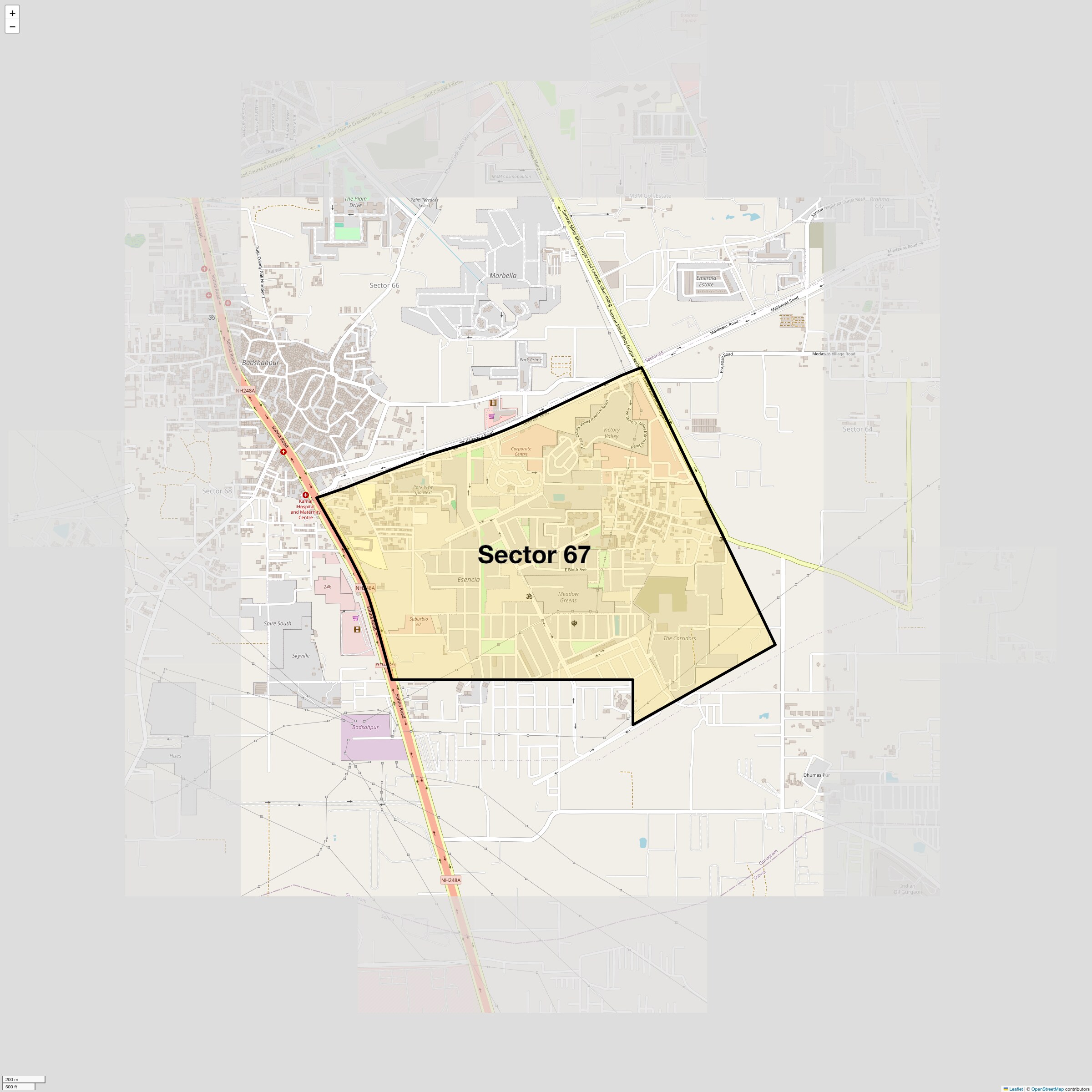 Location Map of Sector 67, Gurgaon