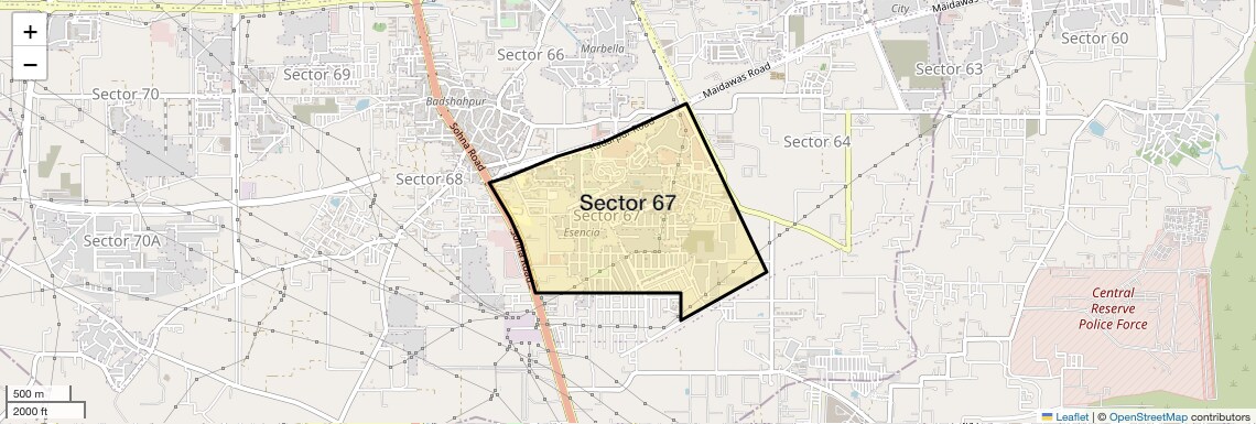 Location Map of Sector 67, Gurgaon