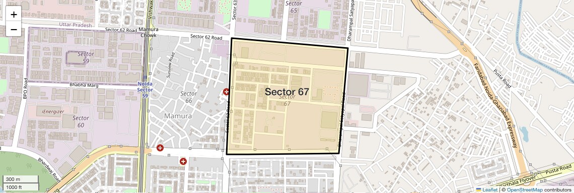 Location Map of Sector 67, Noida