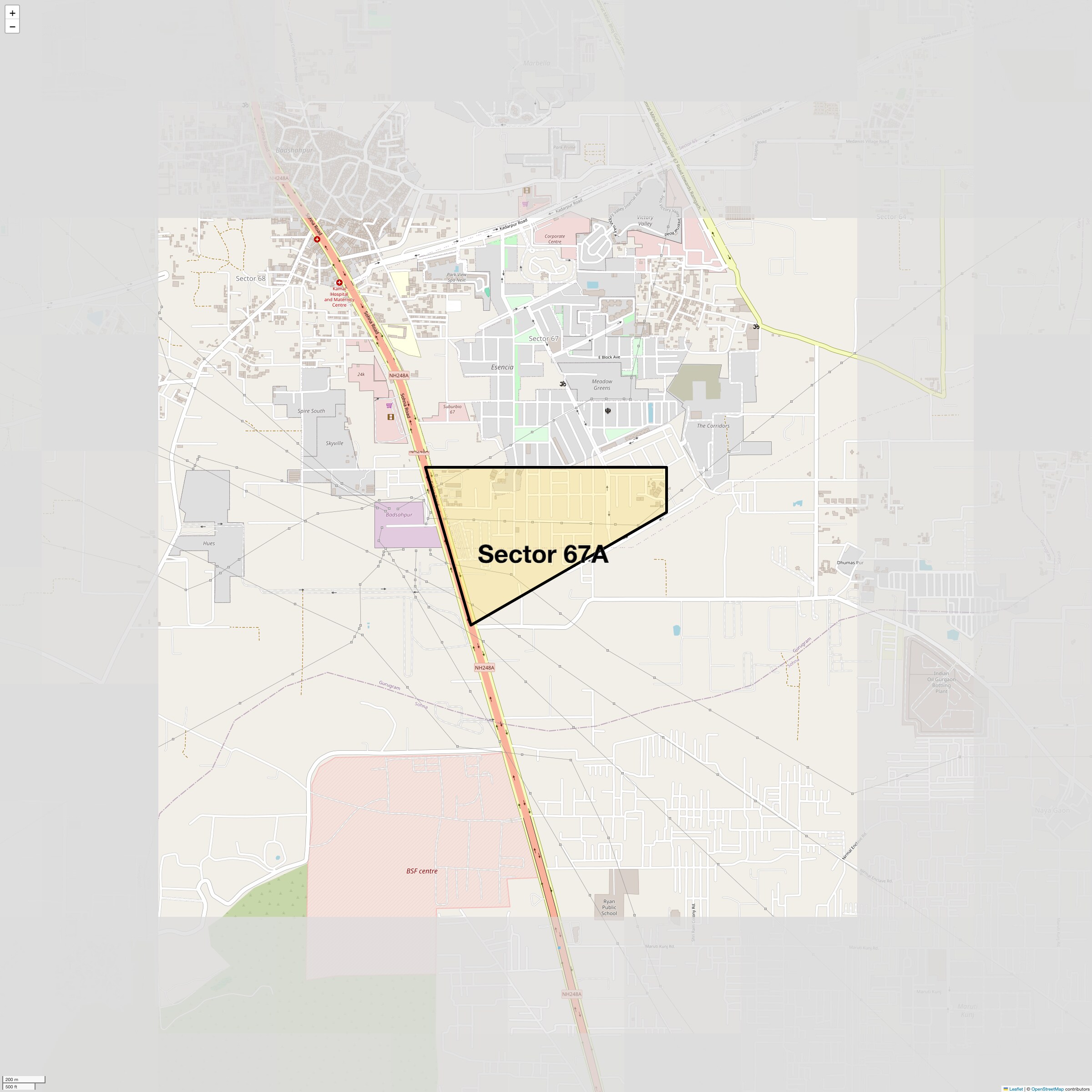 Location Map of Sector 67A, Gurgaon