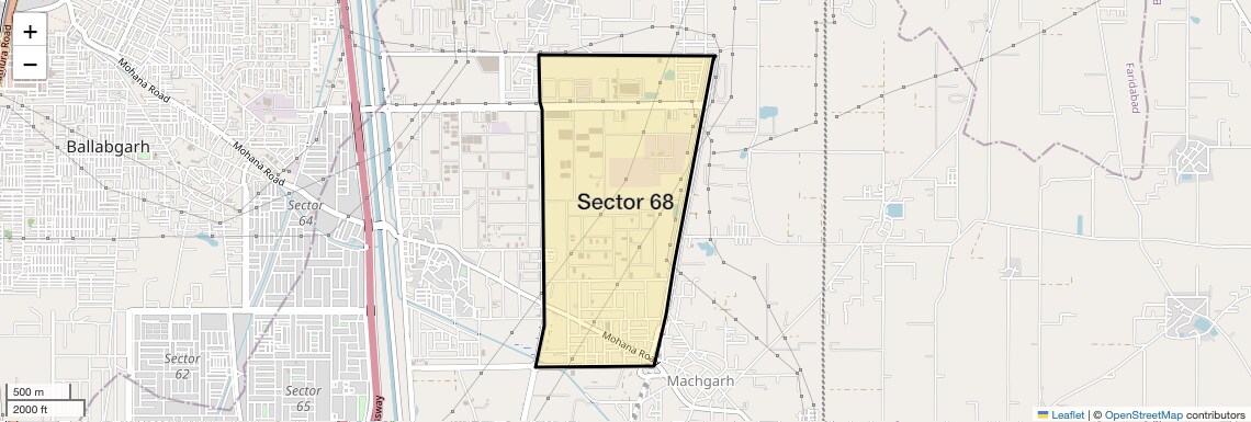 Location Map of Sector 68, Faridabad