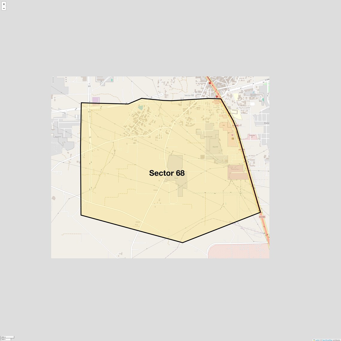 Location Map of Sector 68, Gurgaon