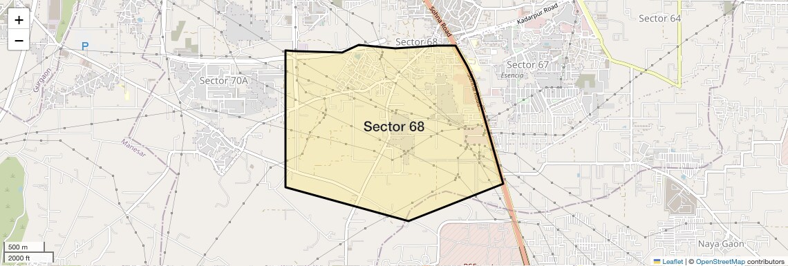 Location Map of Sector 68, Gurgaon