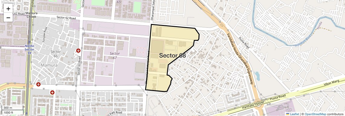 Location Map of Sector 68, Noida