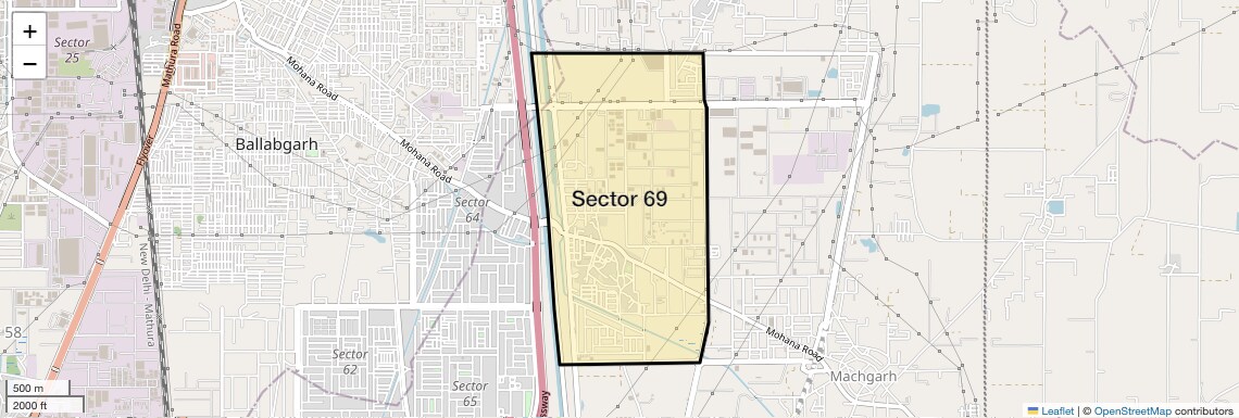Location Map of Sector 69, Faridabad