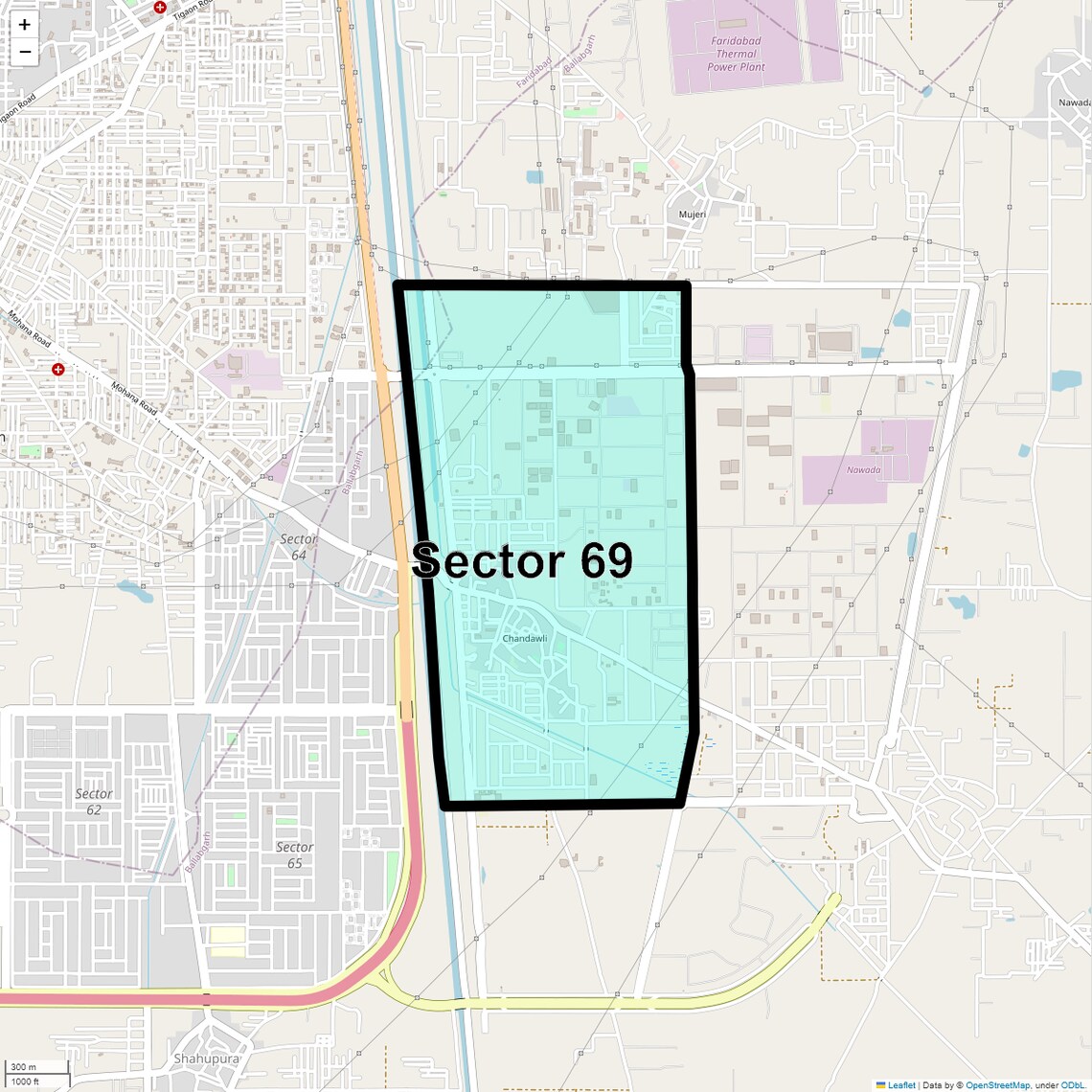 Location Map of Sector 69, Faridabad