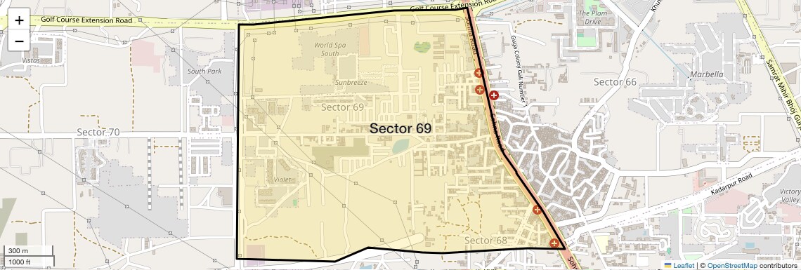 Location Map of Sector 69, Gurgaon