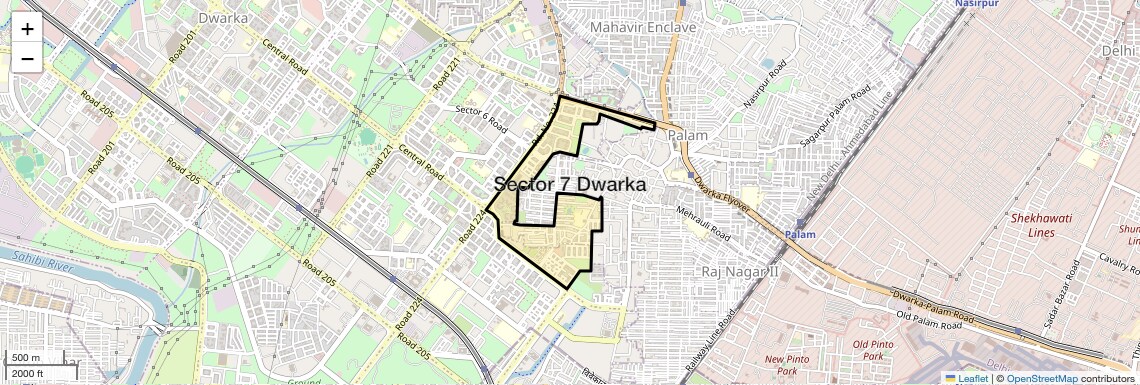 Location Map of Sector 7 Dwarka, Delhi