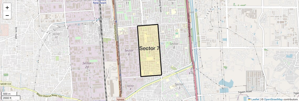 Location Map of Sector 7, Faridabad