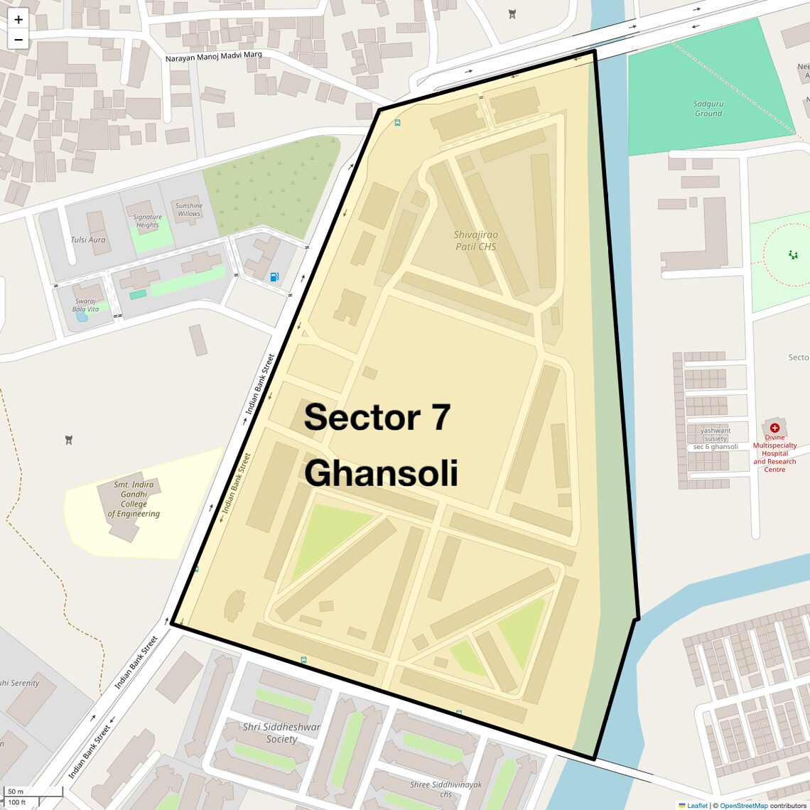 Location Map of Sector 7 Ghansoli, Navi Mumbai