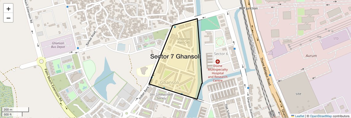 Location Map of Sector 7 Ghansoli, Navi Mumbai