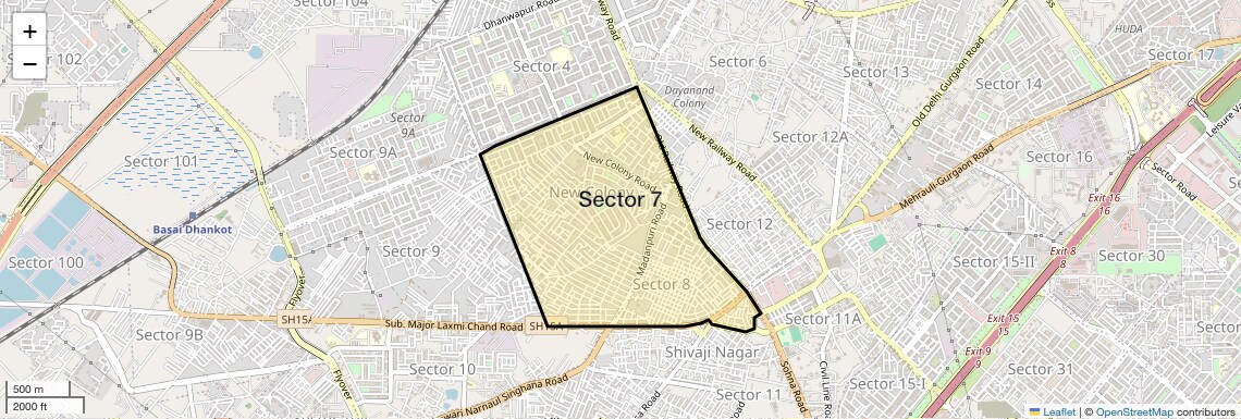 Location Map of Sector 7, Gurgaon