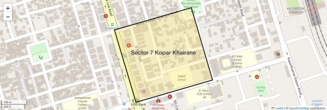 Location Map of Sector 7 Kopar Khairane, Navi Mumbai