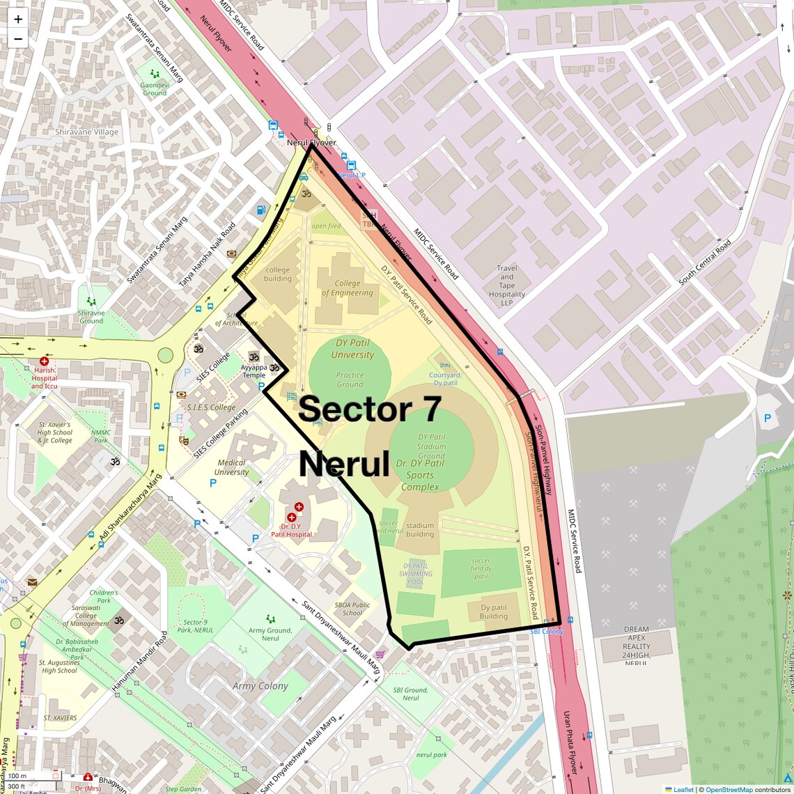 Location Map of Sector 7 Nerul, Navi Mumbai
