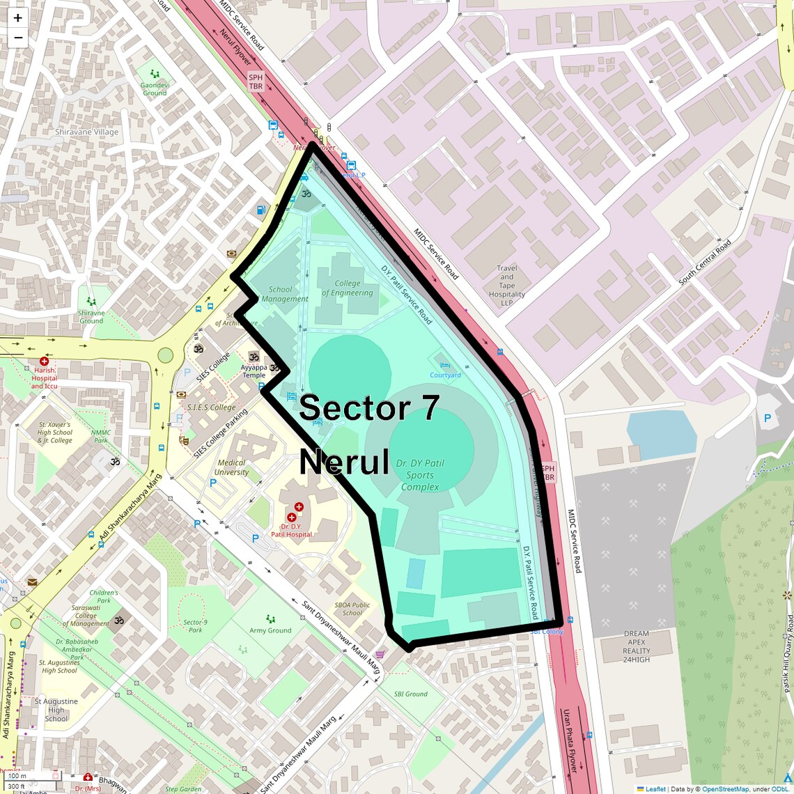 Location Map of Sector 7 Nerul, Navi Mumbai