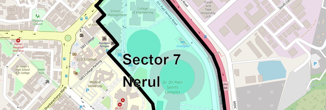 Location Map of Sector 7 Nerul, Navi Mumbai