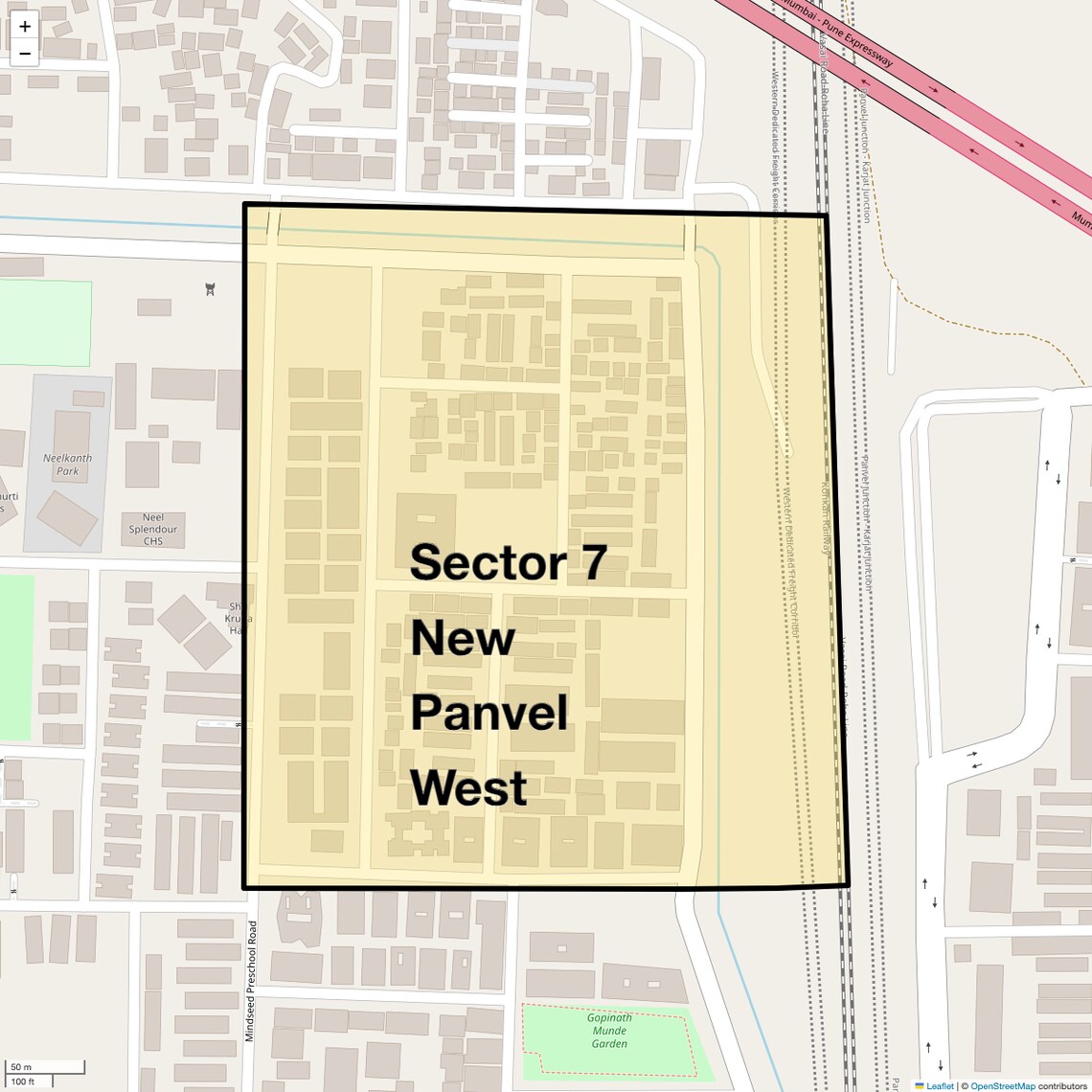 Location Map of Sector 7 New Panvel West, Navi Mumbai