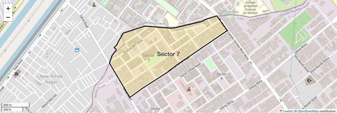 Location Map of Sector 7, Noida