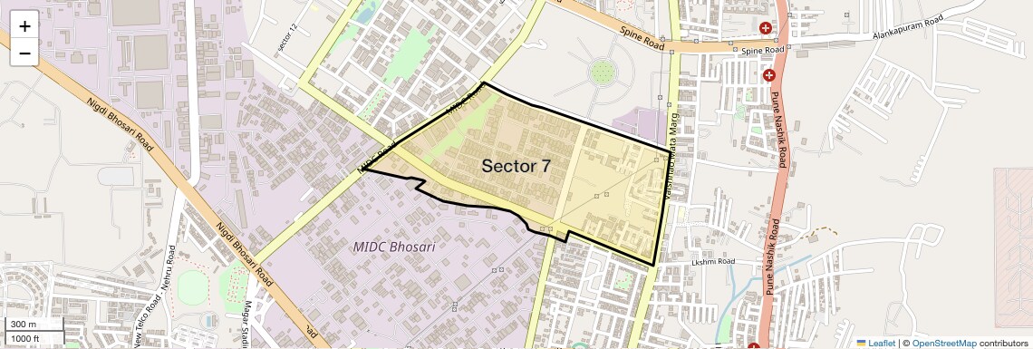 Location Map of Sector 7, Pune