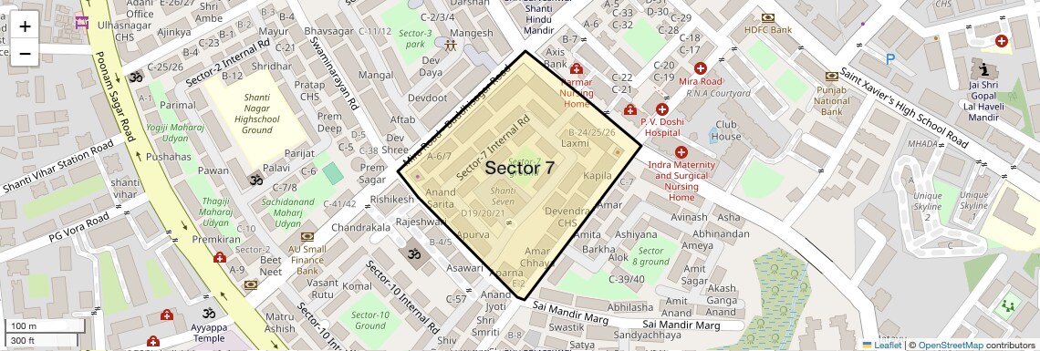 Location Map of Sector 7, Thane