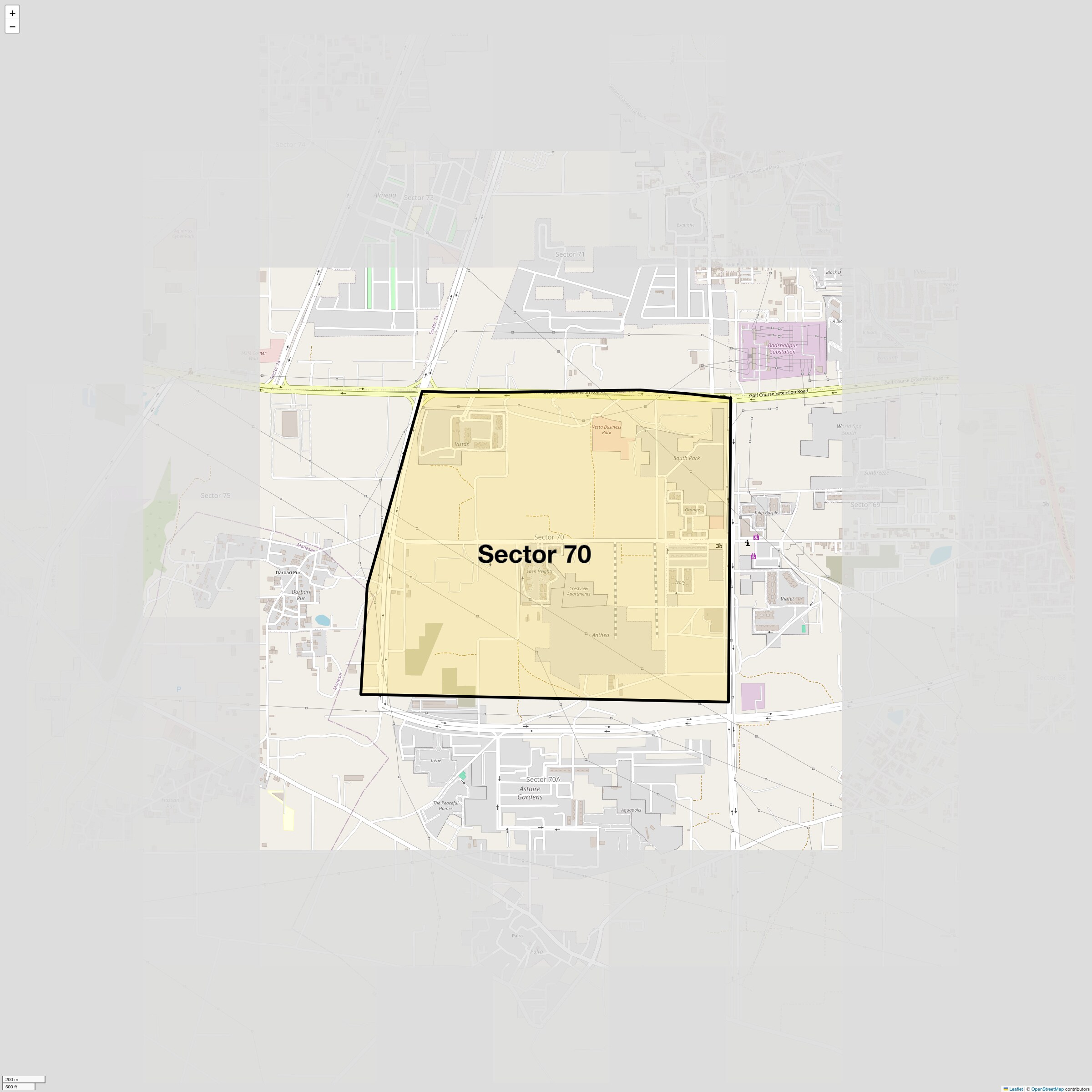 Location Map of Sector 70, Gurgaon