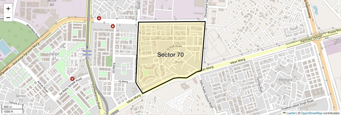 Location Map of Sector 70, Noida