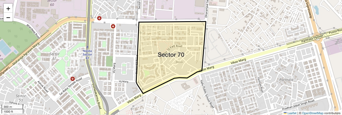 Location Map of Sector 70, Noida