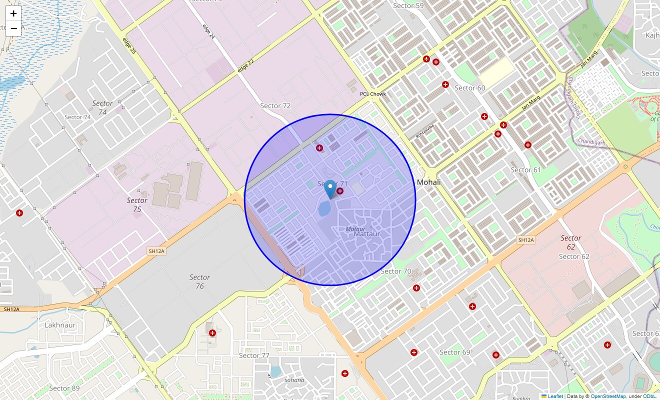 Location Map of Sector 71, Chandigarh