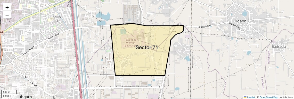 Location Map of Sector 71, Faridabad
