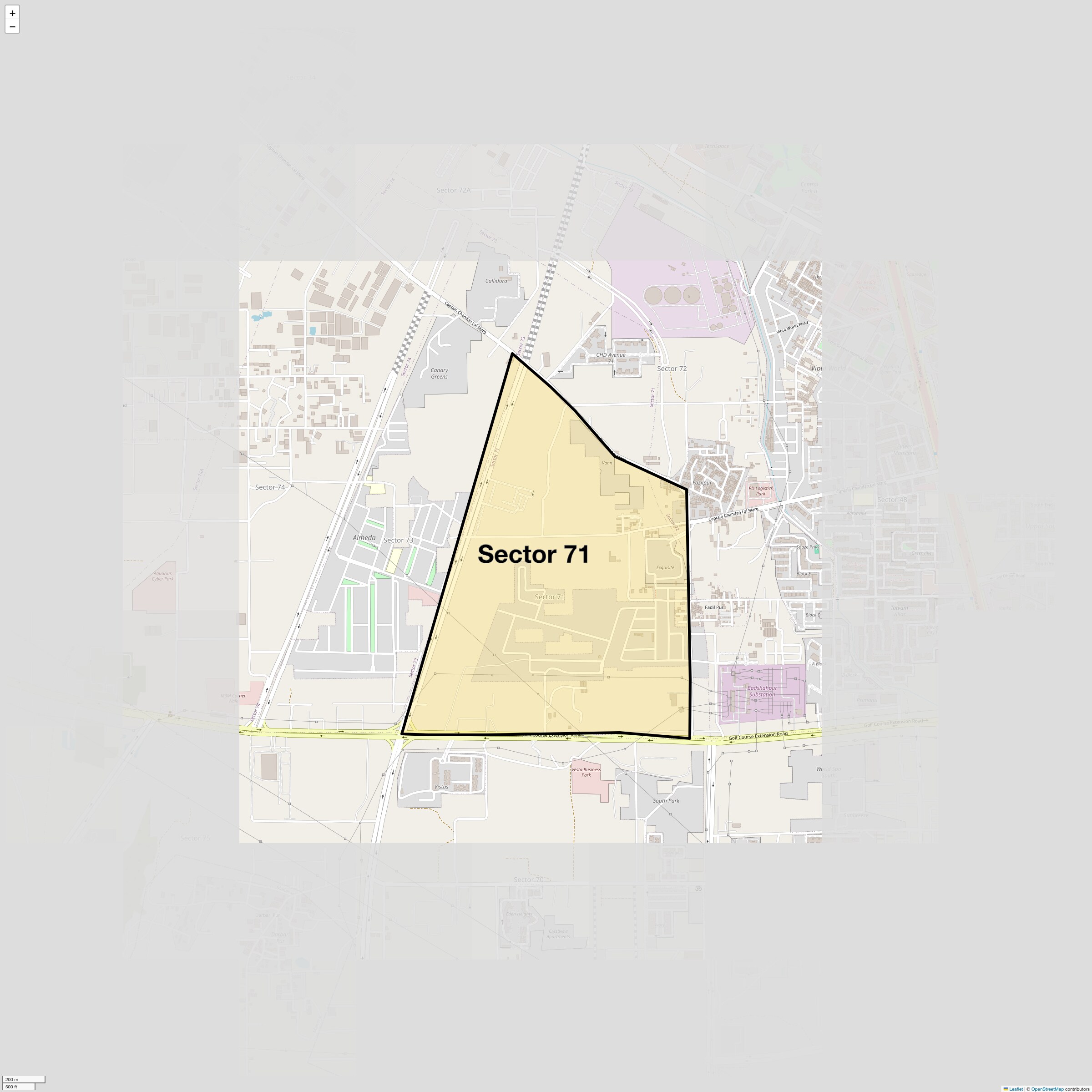 Location Map of Sector 71, Gurgaon