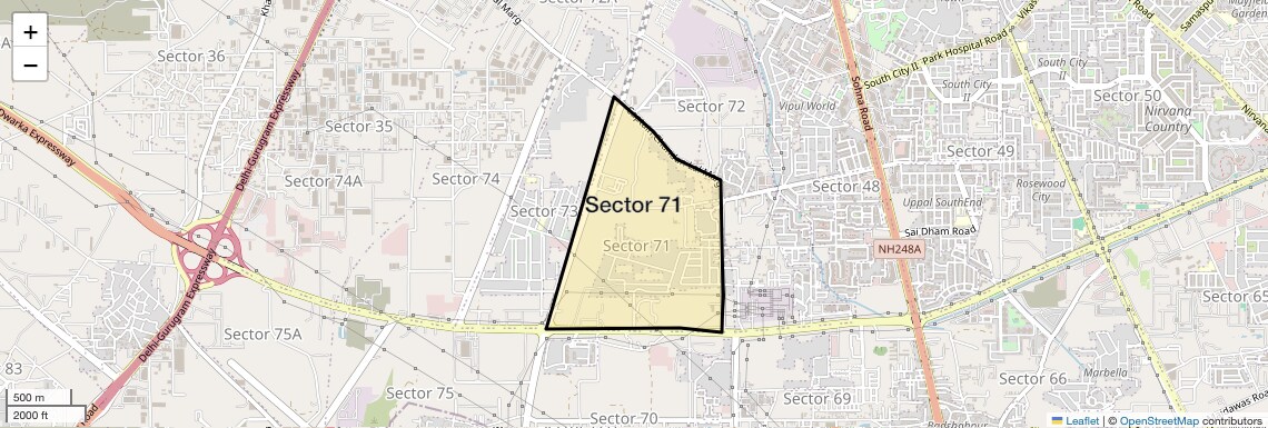 Location Map of Sector 71, Gurgaon