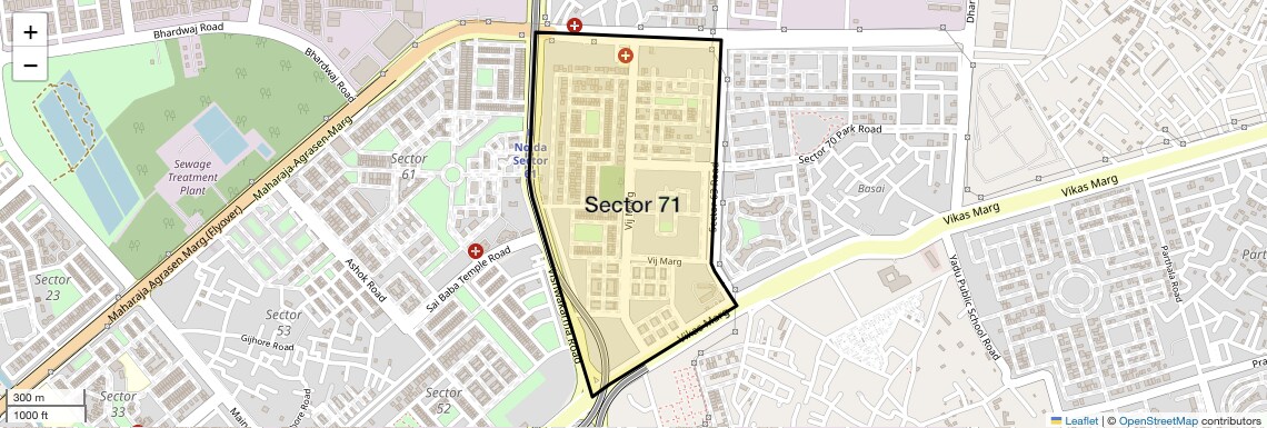 Location Map of Sector 71, Noida