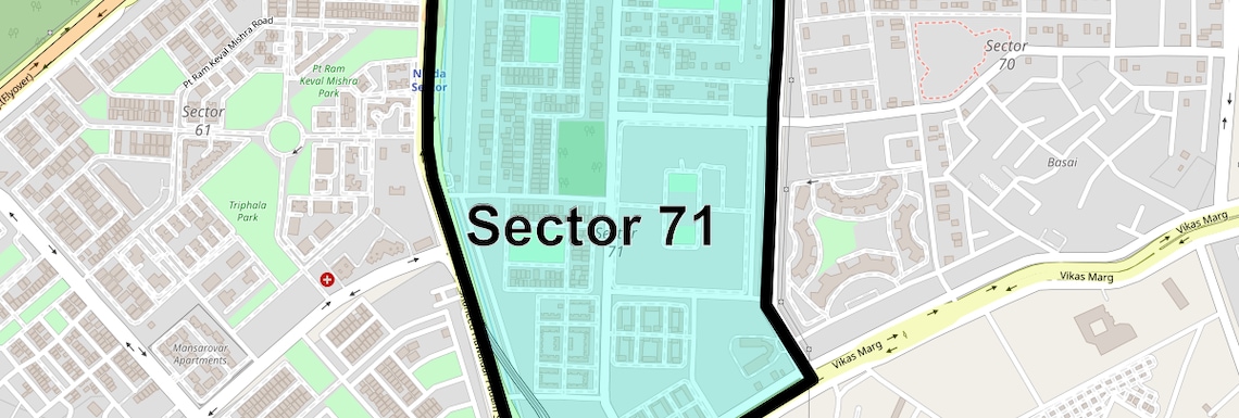 Location Map of Sector 71, Noida