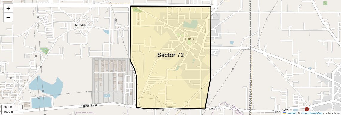 Location Map of Sector 72, Faridabad