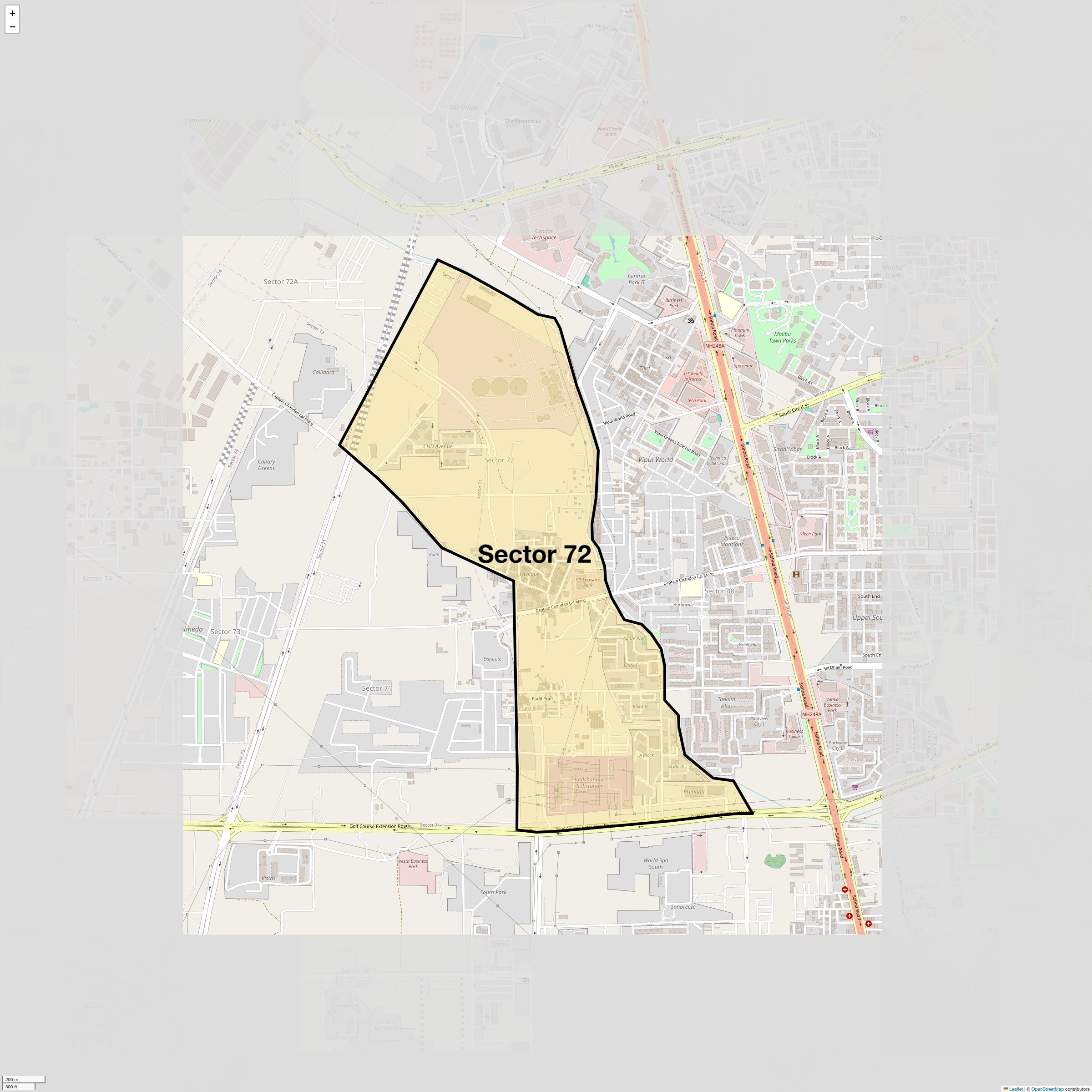 Location Map of Sector 72, Gurgaon