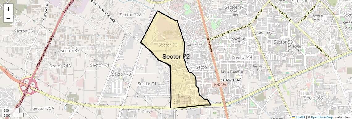 Location Map of Sector 72, Gurgaon