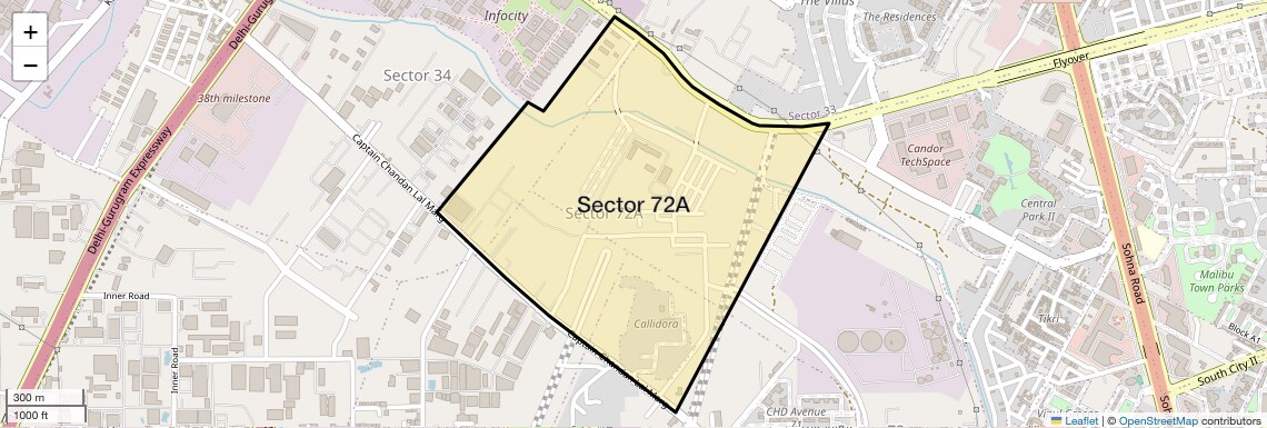 Location Map of Sector 72A, Gurgaon