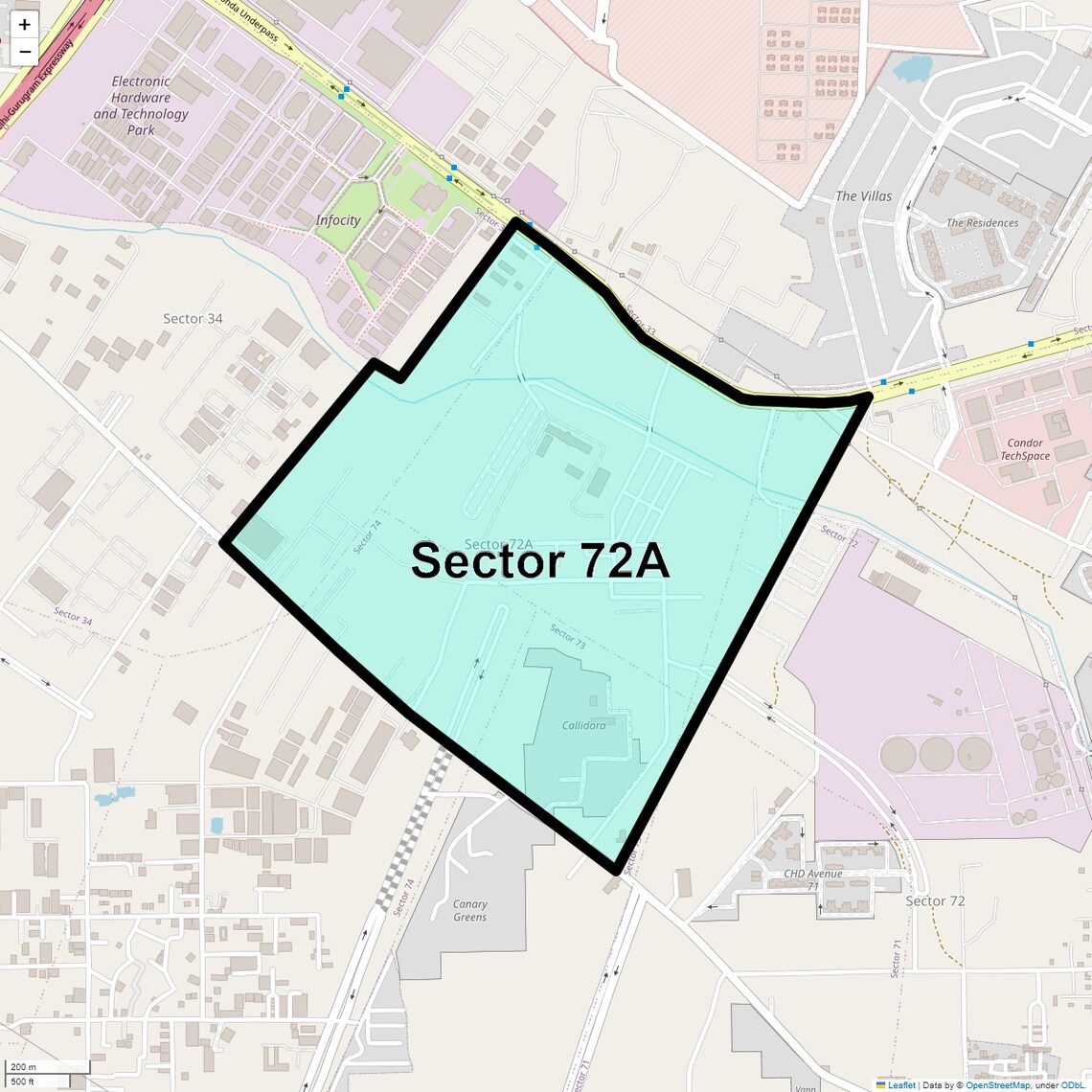 Location Map of Sector 72a, Gurgaon