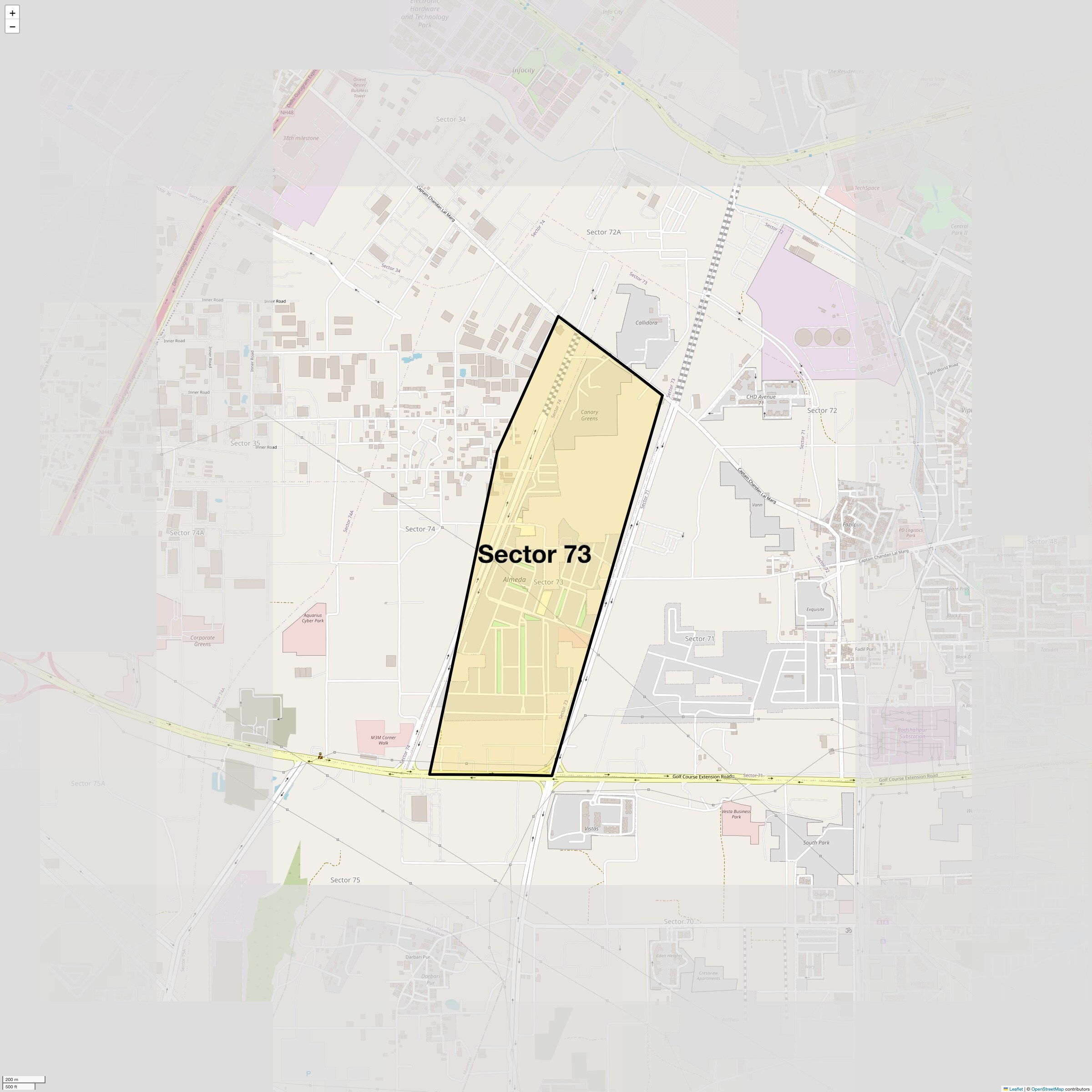 Location Map of Sector 73, Gurgaon