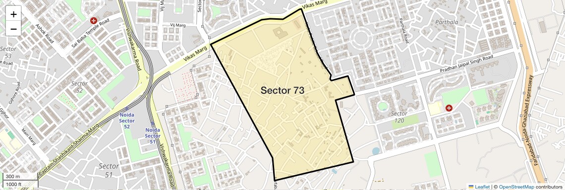 Location Map of Sector 73, Noida