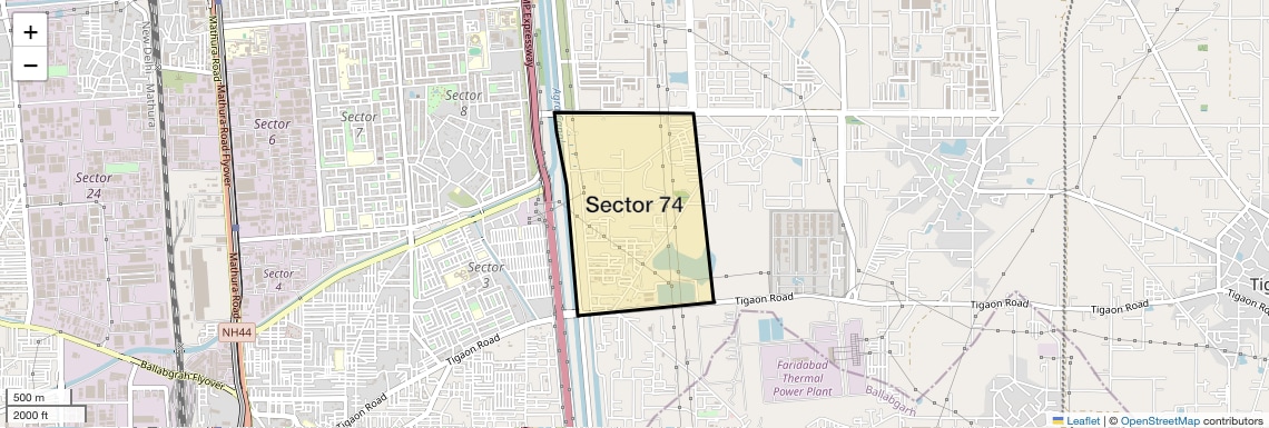 Location Map of Sector 74, Faridabad