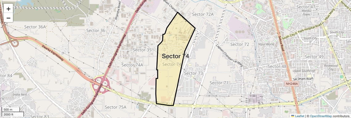 Location Map of Sector 74, Gurgaon