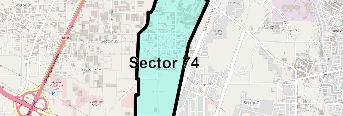 Location Map of Sector 74, Gurgaon
